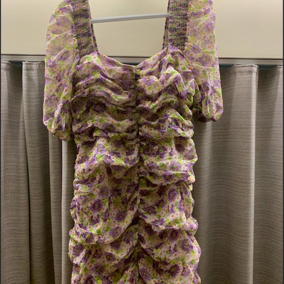 ZARA PRINTED DRAPED DRESS TRF MAUVE - Picture 10 of 14